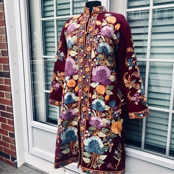 Fully embroidered Wool Coat